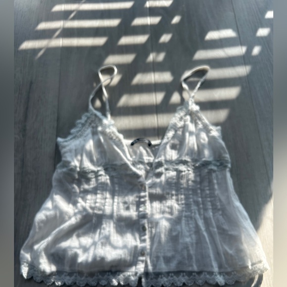 Zara Cinched waist top white lace summer - Picture 9 of 10